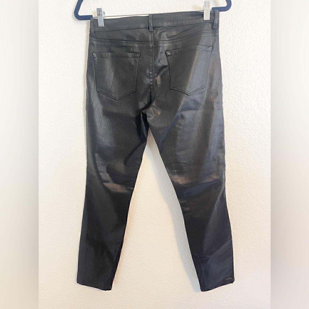 Ellie Tahari Azella Black coated denim waxed skinny jean Legging 6 - Picture 4 of 8